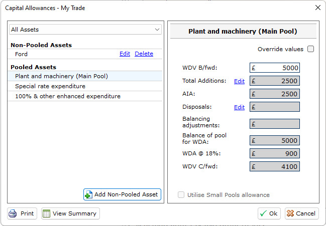 SA Submission Pro - Capital allowance calculator