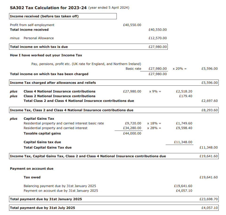 SA Submission Pro - SA302 Tax calculation