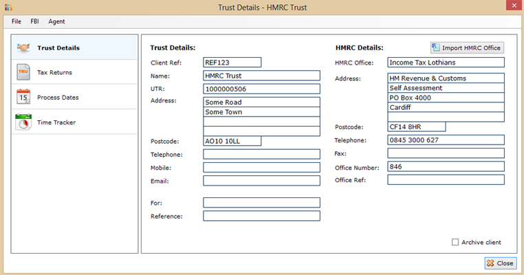 Trust client details screen