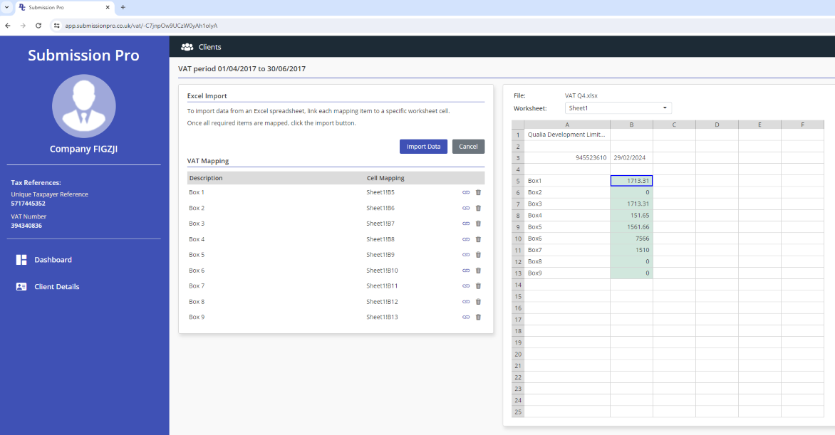 Submission Pro - VAT period import